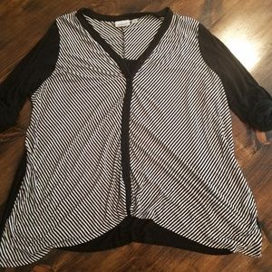 Avenue Tops - Avenue black and white striped cardigan sz 22/24 Avenue Tops - Avenue black and white striped cardigan sz 22/24